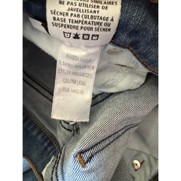 Hudson Krista Ankle Skinny Fit Raw Hem Medium Wash Medium Rise Light Distressed - Picture 7 of 8